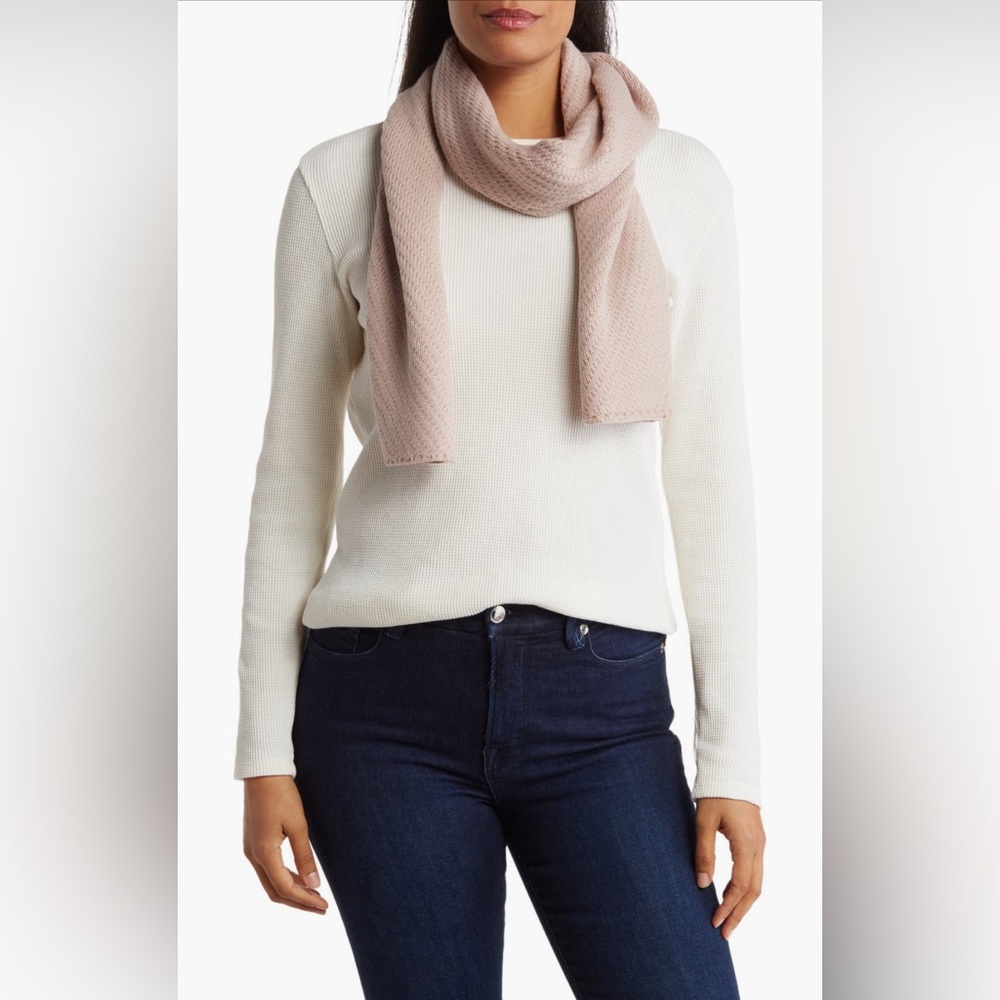 AllSaints Traveling Rib Pattern Scarf in Blush (Light Pink)